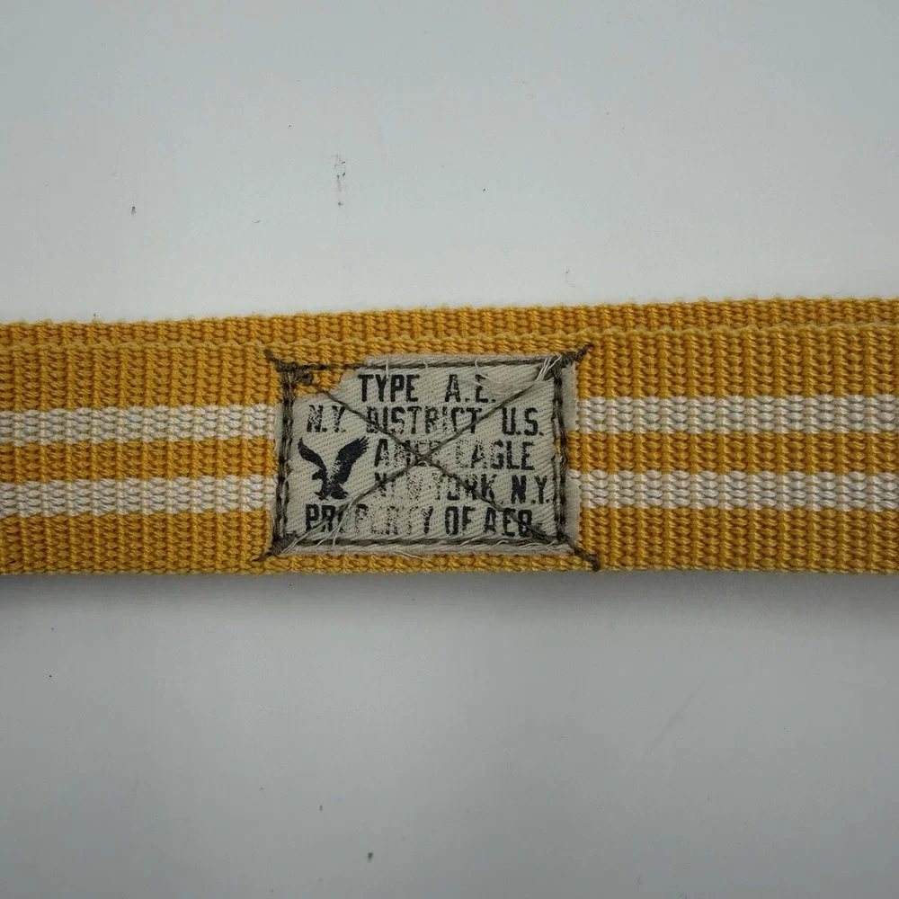 Vintage American‎ Eagle Web Belt Yellow Stripe Military Style